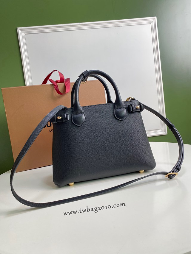 Burberry專門店新款小號黑色托特包 巴寶莉粒面小牛皮手提肩背女包 yxb1428